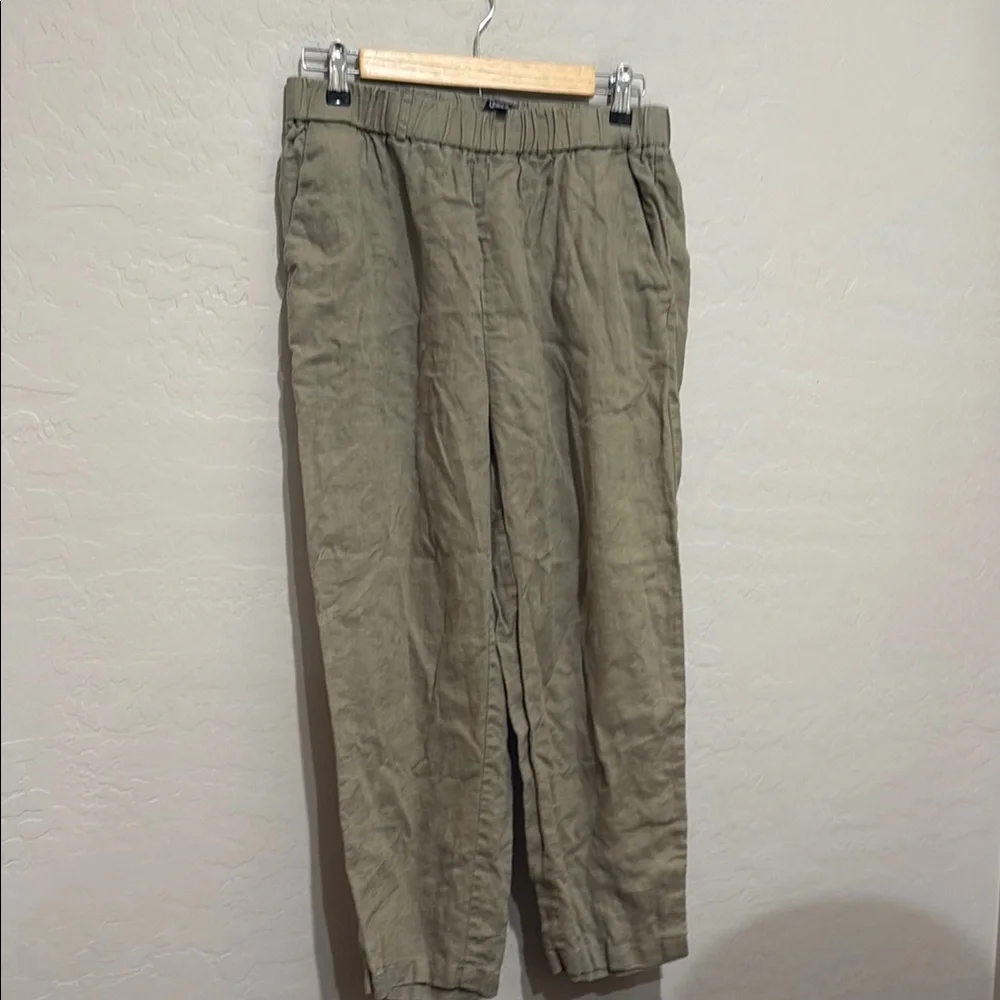 Quince 100% European Linen Cropped Pants in Washed Olive, Medium